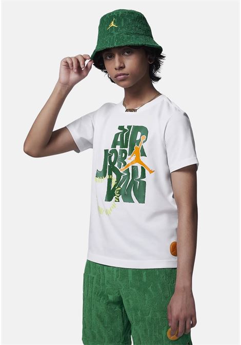 T-shirt a manica corta bianca da bambino con stampa logo JORDAN | 95D150001