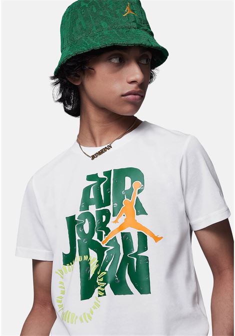 T-shirt a manica corta bianca da bambino con stampa logo JORDAN | T-shirt | 95D150001