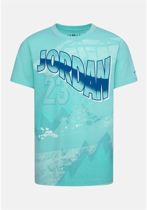 Aquamarine short-sleeved T-shirt for children with maxi logo print JORDAN | T-shirt | 95D161E8G