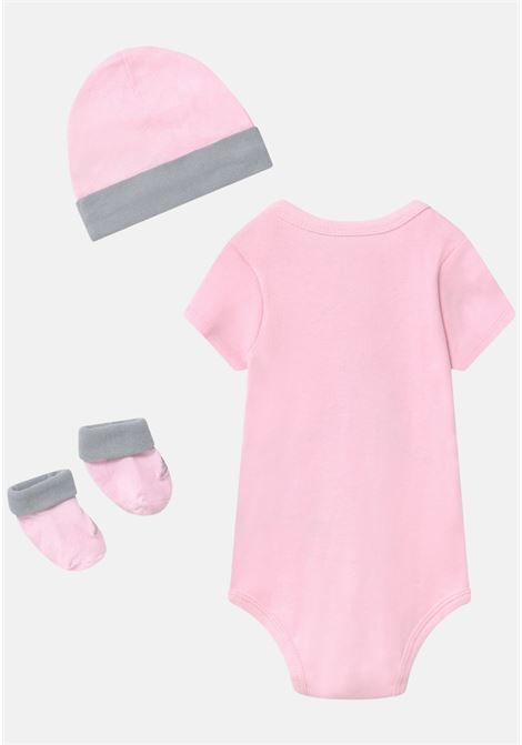 Completino neonato 3 pezzi Jordan rosa con contrasti grigi JORDAN | Completini | LJ0041A9Y