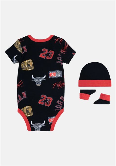 3-piece black Jordan baby outfit with red edges and print JORDAN |  | NJ0664023