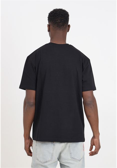 T-shirt da uomo nera con stampa logo multicolor sul davanti JUST CAVALLI | T-shirt | 76OAHG12CJ318899