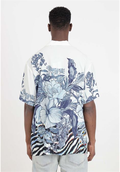 Camicia da uomo bianca fantasia floreale con fondo tigrato JUST CAVALLI | Camicie | 76OAL2BANS431004