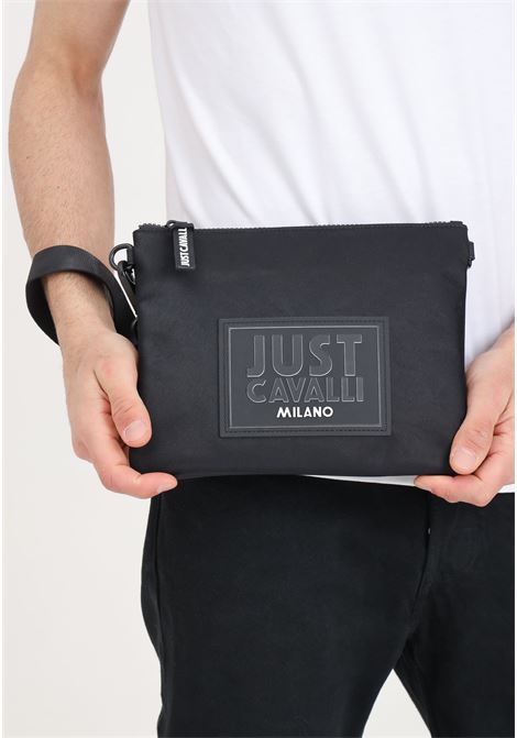 Range institutional logo black men's clutch bag JUST CAVALLI | Bags | 76QA4B36ZSA16899