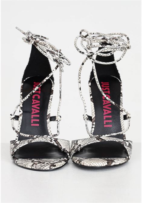 Women's snakeskin sandals with distinctive black heels JUST CAVALLI | 76RA3S61ZSA34749