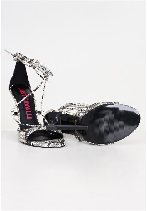 Sandali da donna pelle serpente con tacco nero particolare JUST CAVALLI | Party Shoes | 76RA3S61ZSA34749