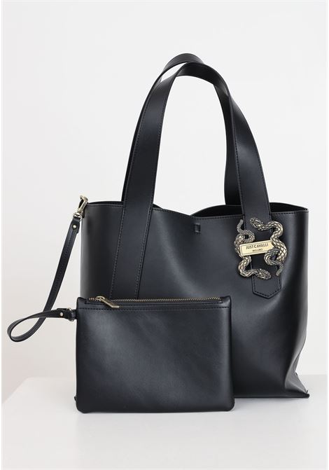 Iconic snakes women's black shopper bag JUST CAVALLI | Bags | 76RA4BA4ZSA89899