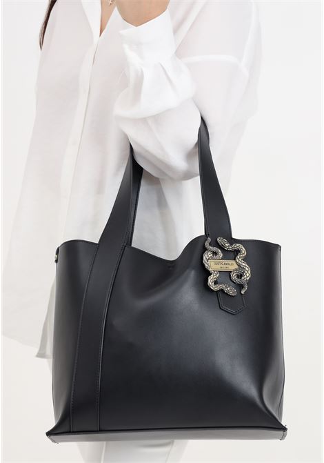 Iconic snakes women's black shopper bag JUST CAVALLI | 76RA4BA4ZSA89899