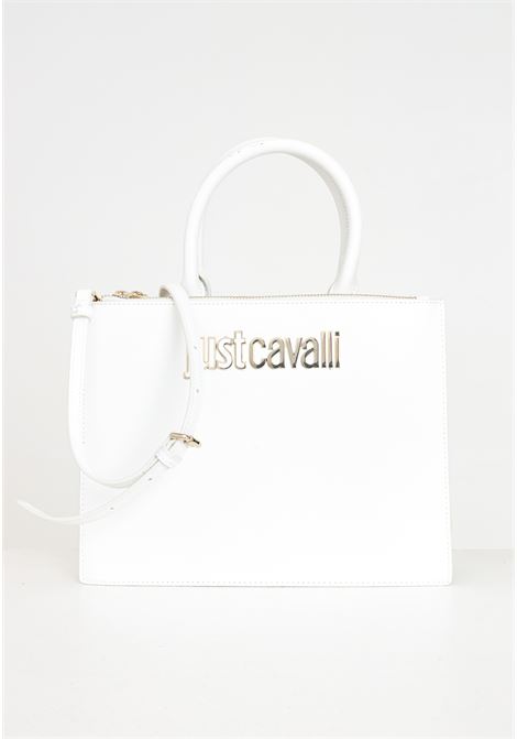 White women's bag with golden logo lettering plaque JUST CAVALLI | 76RA4BB1ZS766003