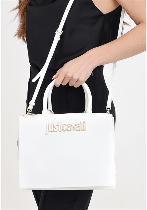 White women's bag with golden logo lettering plaque JUST CAVALLI | Bags | 76RA4BB1ZS766003