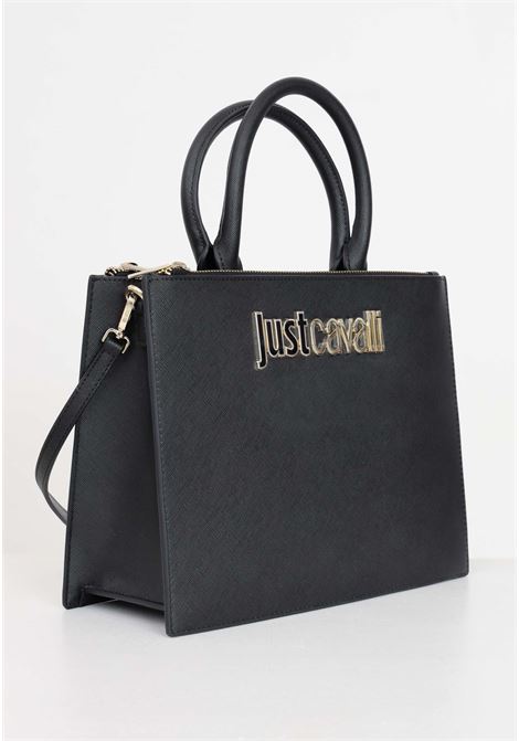 Black women's bag with golden logo lettering plaque JUST CAVALLI | 76RA4BB1ZS766899