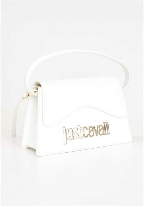 White women's bag with golden and white metal lettering logo JUST CAVALLI | 76RA4BB4ZS766003