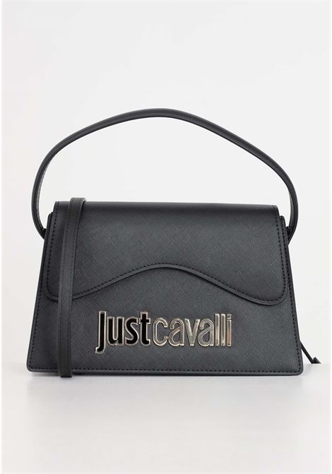 Black women's bag with golden and black metal logo lettering JUST CAVALLI | Bags | 76RA4BB4ZS766899