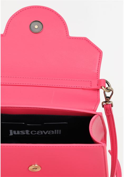 Fuchsia women's bag with antique golden metal circle and snake logo plate JUST CAVALLI | Bags | 76RA4BZ7ZS749455