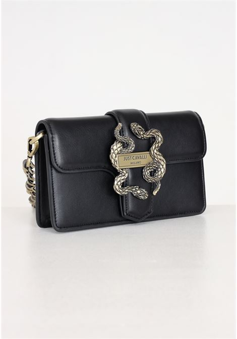 Black women's bag with antique golden metal snake detail JUST CAVALLI | Bags | 76RA5PA2ZSA89899