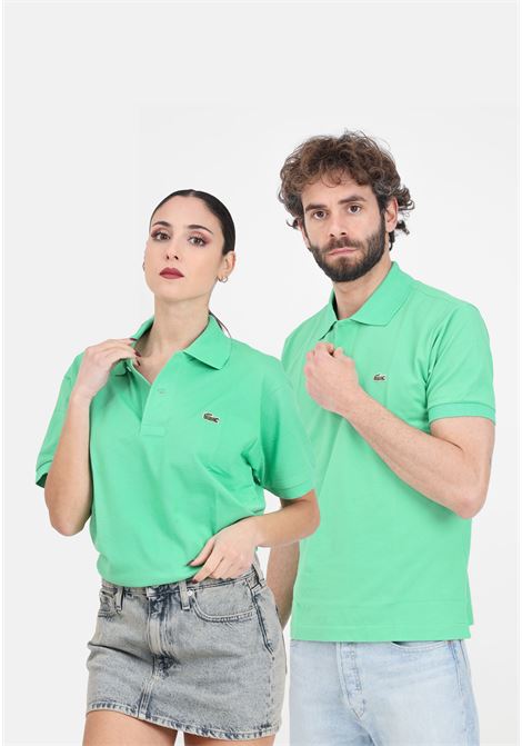 Green polo shirt for men and women with crocodile logo patch LACOSTE | 1212UYX