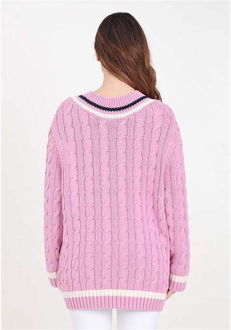 Pink women's sweater with V-neck LACOSTE | Knitwear | AF6942IUR