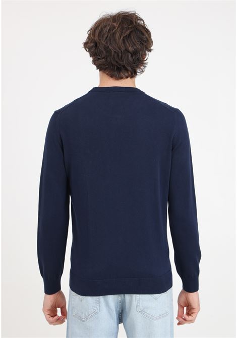 Midnight blue men's sweater with crocodile logo patch LACOSTE | Knitwear | AH1985166