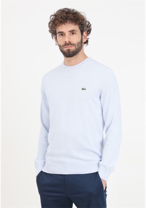 Light blue men's sweater with crocodile logo patch LACOSTE | AH1985J2G