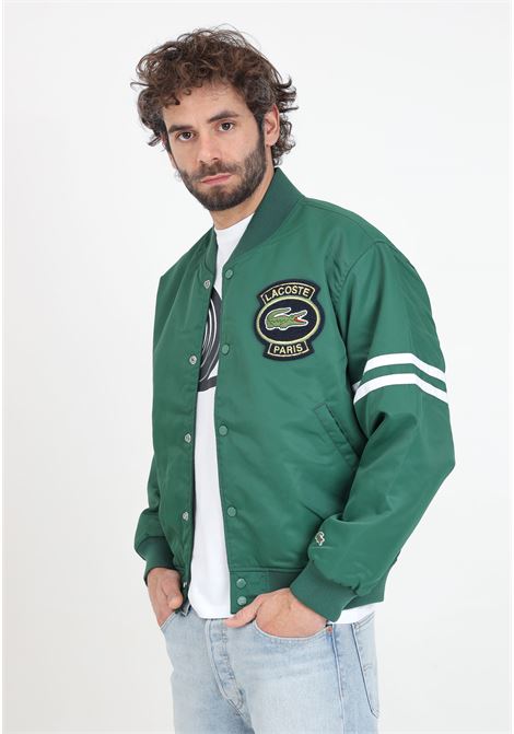 Green men's bomber jacket with logo patch on the front LACOSTE | BH0127132