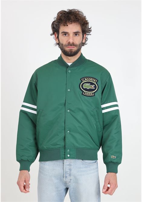 Green men's bomber jacket with logo patch on the front LACOSTE | BH0127132