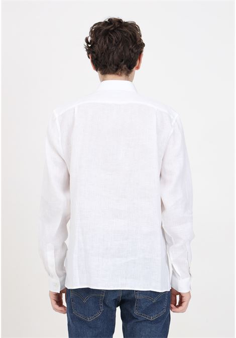 Camicia da uomo bianca in lino LACOSTE | CH5692001