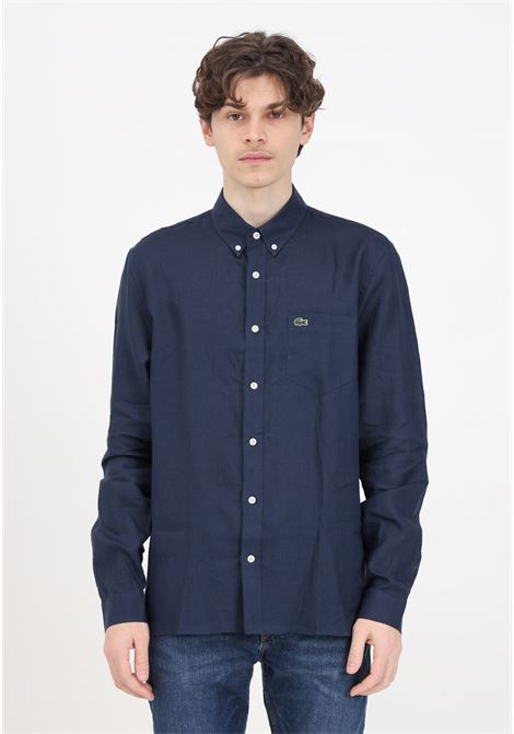 Midnight blue men's linen shirt LACOSTE | Shirt | CH5692166