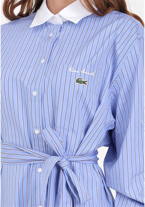Blue and white striped women's shirt dress with belt LACOSTE | Dresses | EF6930IIY