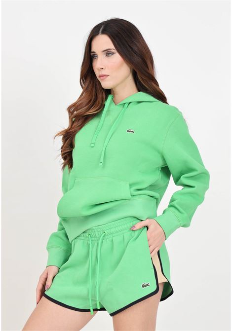 Shorts da donna verdi con laterali beige e neri LACOSTE | GF1608IT1