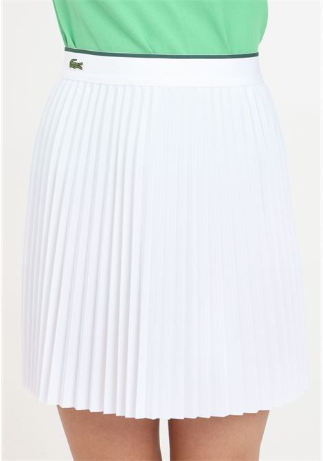 White women's skirt with elastic waistband and crocodile patch LACOSTE | Skirts | JF2701001