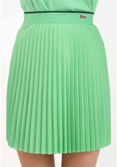 Green women's skirt with elastic waistband and crocodile patch LACOSTE | Skirts | JF2701IXU