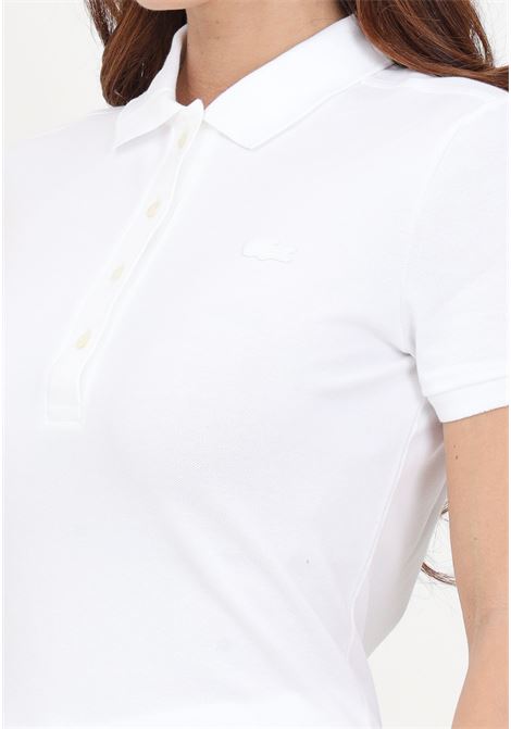 Polo bianca da donna con patch coccodrillo tono su tono LACOSTE | Polo | PF5462001