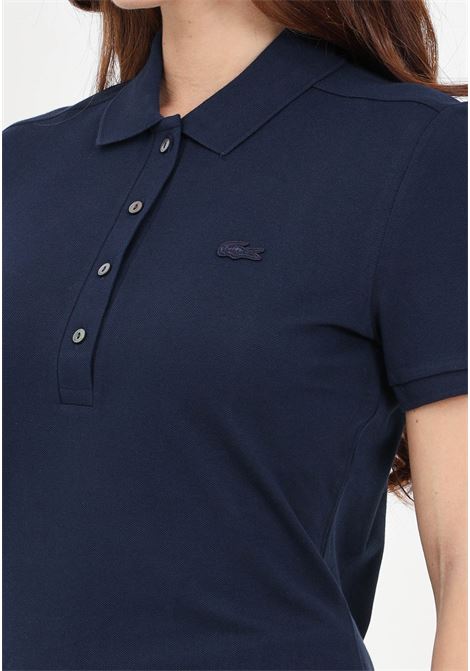 Polo donna blue marine a mezze maniche con patch logo LACOSTE | Polo | PF5462166
