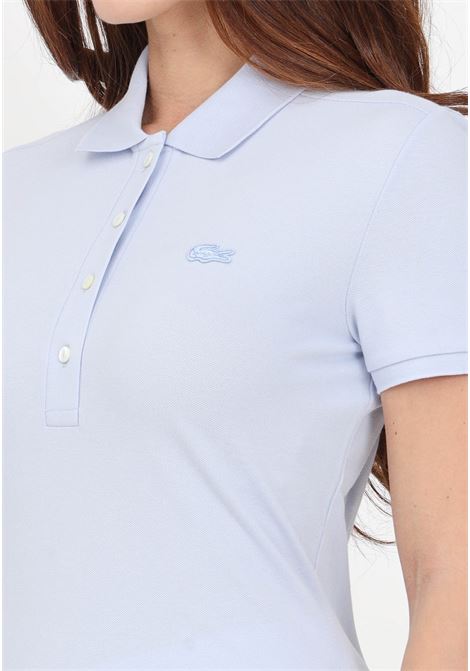Polo donna azzurro chiaro a mezze maniche con patch logo LACOSTE | Polo | PF5462J2G