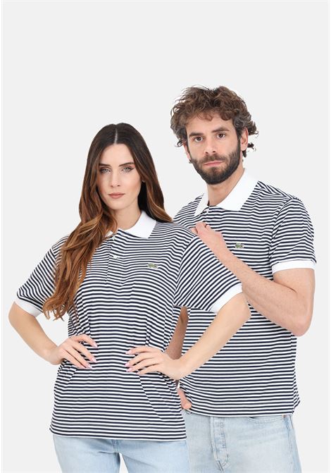 Men's and women's polo shirts with white and blue stripes LACOSTE | Polo | PH9753522