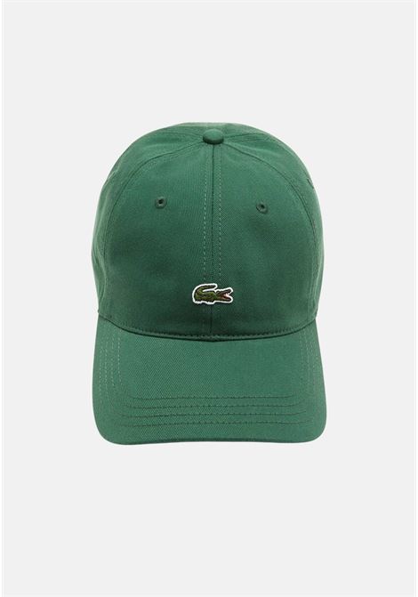 Green beanie for men and women in cotton twill with crocodile logo patch LACOSTE | RK0491132