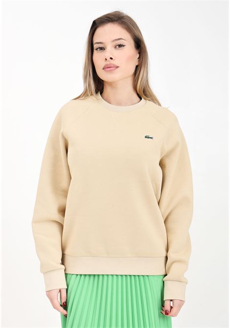 Beige basic fleece crewneck women's sweatshirt LACOSTE | Hoodie | SF8347IXQ