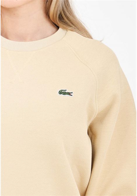 Beige basic fleece crewneck women's sweatshirt LACOSTE | SF8347IXQ