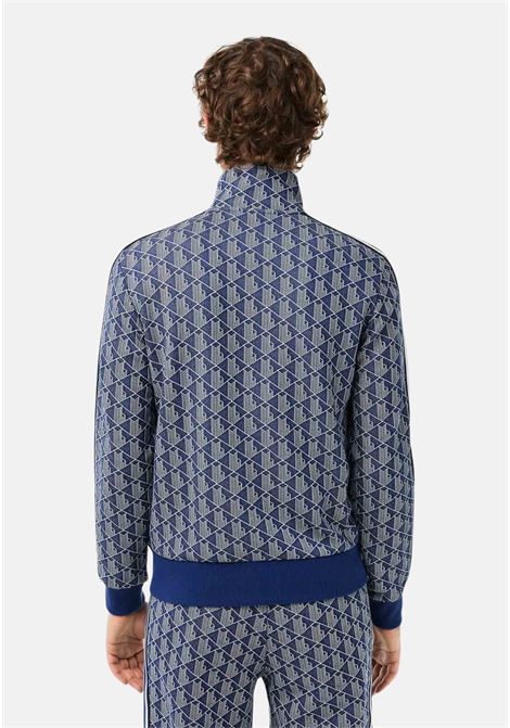 Blue allover monogram print men's sweatshirt LACOSTE | Hoodie | SH1368QIE