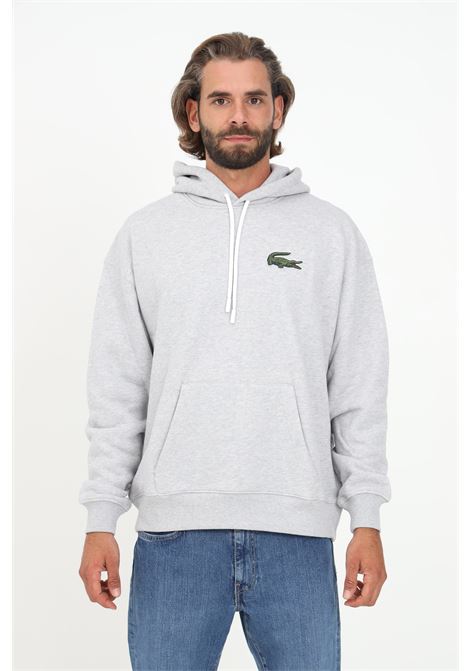 Gray hoodie for men and women with logo application LACOSTE | SH6404CCA