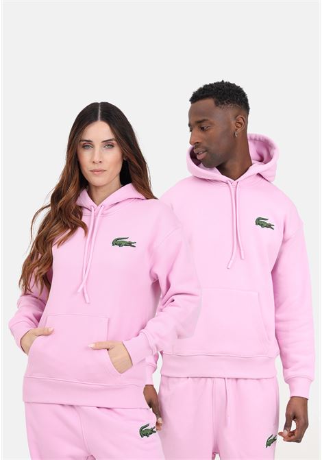 Pink hoodie for men and women logo patch LACOSTE | Hoodie | SH6404IXV