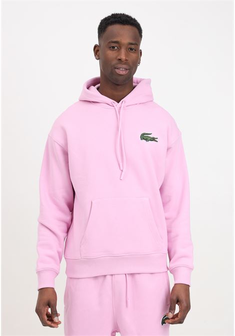 Pink hoodie for men and women logo patch LACOSTE | SH6404IXV