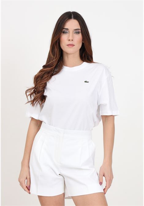 T-shirt donna bianca con patch logo LACOSTE | T-shirt | TF7215001