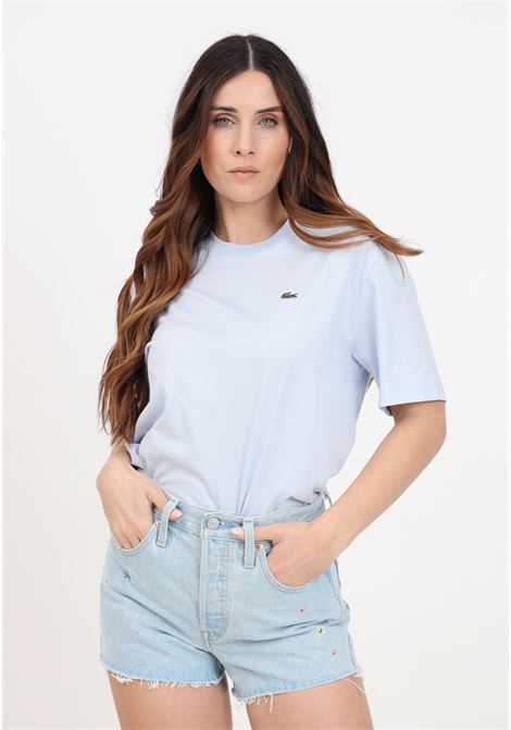 T-shirt donna celeste con patch logo LACOSTE | T-shirt | TF7215J2G
