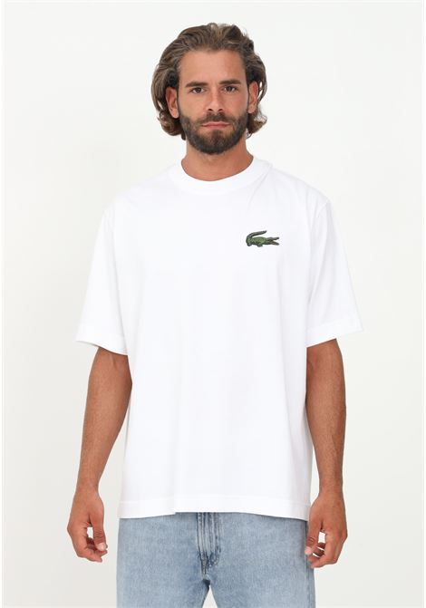 T-shirt casual bianca per uomo e donna con patch coccodrillo LACOSTE | TH0062001