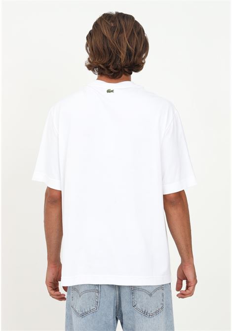 T-shirt casual bianca per uomo e donna con patch coccodrillo LACOSTE | TH0062001