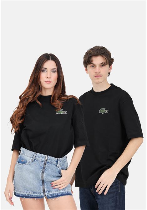 Black men's and women's t-shirt with logo patch LACOSTE | TH0062031