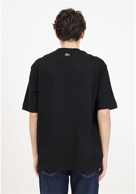 T-shirt nera uomo donna con patch logo LACOSTE | TH0062031