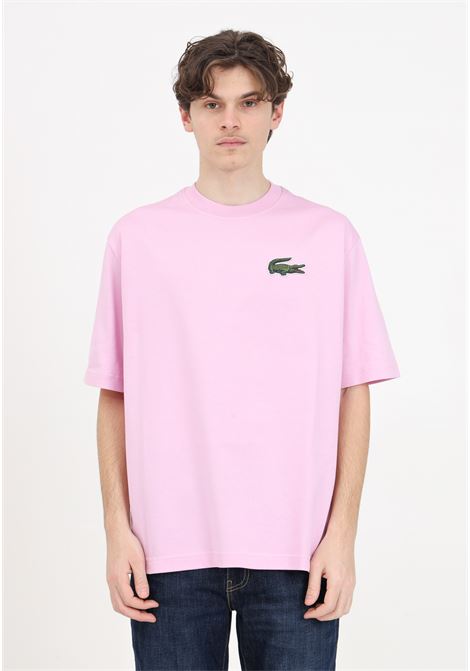 T-shirt rosa uomo donna con patch logo LACOSTE | TH0062IXV