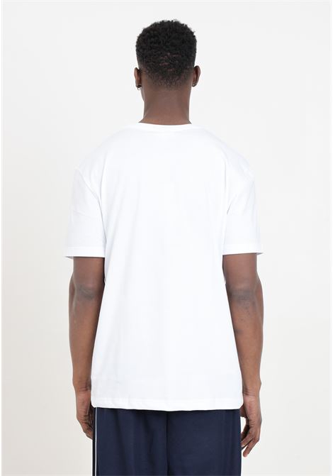 White men's T-shirt with logo print and crocodile logo patch LACOSTE | TH1285001